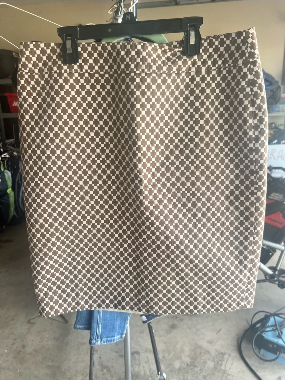 Ann Taylor Brown and Cream Geometric Pencil Skirt Classic style size 10